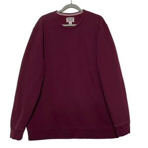 Lands' End Serious Sweats Maroon Long Sleeve Fleece Lined Sweatshirt, Men XXL/T
